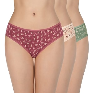 amante print low rise three-fourth coverage bikini panties pack of 3