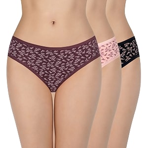 amante print low rise three-fourth coverage bikini panties pack of 3
