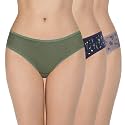 Amante Print Low Rise Three-Fourth Coverage Bikini Panties (Pack of 3)