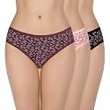 Amante Print Low Rise Three-Fourth Coverage Bikini Panties (Pack of 3)