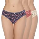 Amante Print Low Rise Three-Fourth Coverage Bikini Panties (Pack of 3)