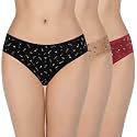 Amante Print Low Rise Three-Fourth Coverage Bikini Panties (Pack of 3)