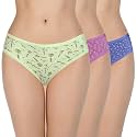 Amante Print Low Rise Three-Fourth Coverage Bikini Panties (Pack of 3)