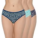 Amante Print Low Rise Three-Fourth Coverage Bikini Panties (Pack of 3)