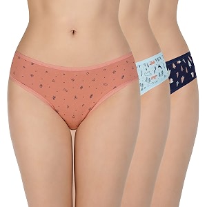 amante printed cotton low rise bikini panty packpack of 3