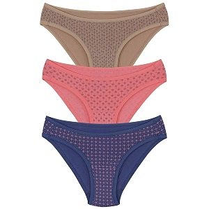 amante printed cotton low rise bikini panty packpack of 3