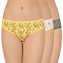 Amante Printed Cotton Low Rise Bikini Panty Pack(Pack of 3)