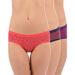 amante printed cotton low rise hipster panty packpack of 3