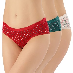 amante printed cotton low rise hipster panty packpack of 3