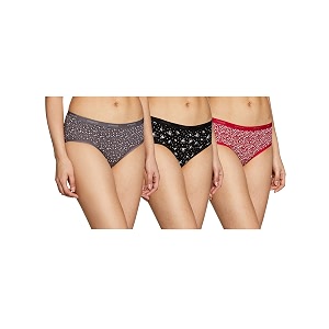 amante printed cotton low rise hipster panty packpack of 3