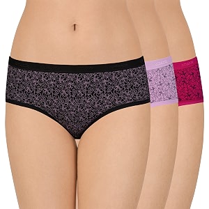 amante printed cotton low rise hipster panty packpack of 3