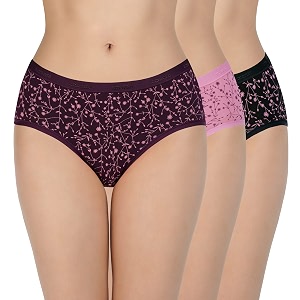 amante printed cotton low rise hipster panty packpack of 3