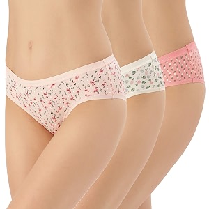 amante printed cotton low rise hipster panty packpack of 3