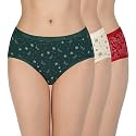 Amante Printed Cotton Low Rise Hipster Panty Pack(Pack of 3)