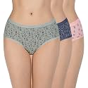 Amante Printed Cotton Low Rise Hipster Panty Pack(Pack of 3)
