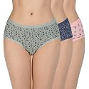 Amante Printed Cotton Low Rise Hipster Panty Pack(Pack of 3)