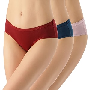 amante solid cotton low rise hipster panty packpack of 3