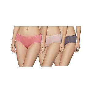 amante solid cotton low rise hipster panty packpack of 3