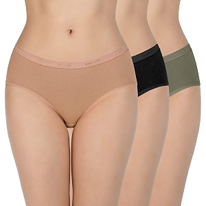 amante solid cotton low rise hipster panty packpack of 3