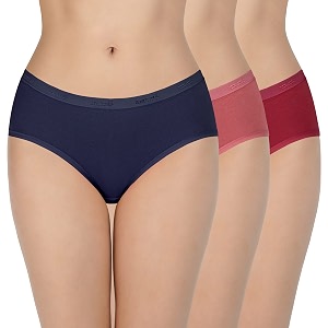 amante solid cotton low rise hipster panty packpack of 3