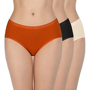 amante solid cotton low rise hipster panty packpack of 3