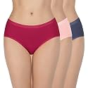 Amante Solid Cotton Low Rise Hipster Panty Pack(Pack of 3)