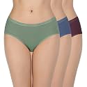 Amante Solid Cotton Low Rise Hipster Panty Pack(Pack of 3)