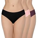 Amante Solid Low Rise Cotton Bikini Panty Pack(Pack of 3)