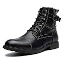 AMAPO Men Oxford Boots,Casual Mid-Top Dress Boot for Men,Ankle Men Boots Lace-Up Side Zipper