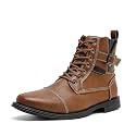 AMAPO Men Oxford Boots,Casual Mid-Top Dress Boot for Men,Ankle Men Boots Lace-Up Side Zipper
