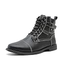 AMAPO Men Oxford Boots,Casual Mid-Top Dress Boot for Men,Ankle Men Boots Lace-Up Side Zipper