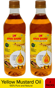 amar boond  yellow mustard oil  peeli sarson ka tel  100 pure and natural  double filtered  odour free  naturally processed  1 litre pack of 2 mustard oil 2 x 1 l
