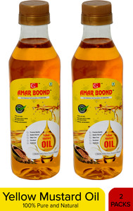 amar boond  yellow mustard oil  peeli sarson ka tel  100 pure and natural  double filtered  odour free  naturally processed  500 ml  pack of 2 bottles mustard oil 2 x 500 ml