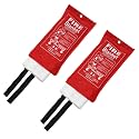 Amarine Made Pair of Fire Blanket Fire Suppression Blanket Emergency Flame Retardent Shelter Safety Cover Designed for Kitchen,Fireplace,Grill,Car,Camping (39" x 39")