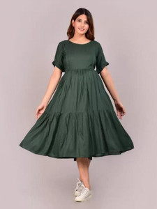 amaya creative center women gathered green midicalf length dress