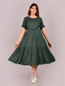 amaya creative center Women Gathered Green Midi/Calf Length Dress
