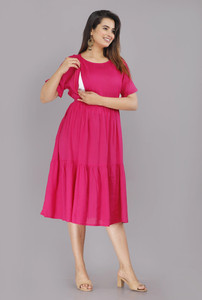 amaya creative center women gathered pink midicalf length dress