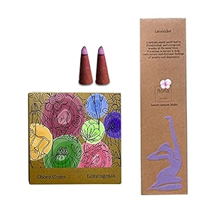 amayah luxury organic dhoop cones 30 cones  holder and agarbatti 25 incense sticks 100 herbal amp 0 charcoal natural incense lemongrass-lavender