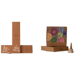 amayah luxury organic dhoop cones amp incense sticks combo  patchouli incense cones  nagchampa agarbatti for pooja  30 incense cones  25 incense sticks  holder re_combo-p