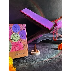 amayah luxury organic incense cones combo  jasmine  lemongrass incense cones  60 incense cones  holder  100 natural dhoop cones for pooja
