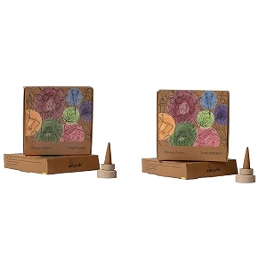 amayah luxury organic incense cones combo  nagchampa  lemongrass incense cones  60 incense cones  holder  100 natural dhoop cones for pooja