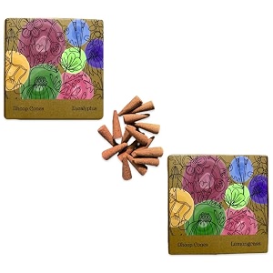 amayah luxury organic incense cones combo  eucalyptus  lemongrass incense cones  60 incense cones  holder  100 natural dhoop cones for pooja