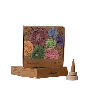 amayah luxury organic incense cones  jasmine incense cones 100 herbal amp charcoal free  organic amp natural dhoop cones for pooja  30 incense cones  holder