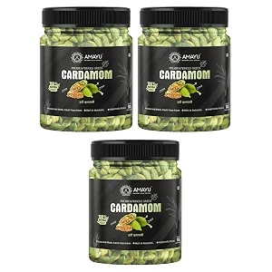 amayu green cardamon whole 100gm  pods of hari elaichi  badi elaichi for tea pooja or eating pack of 3