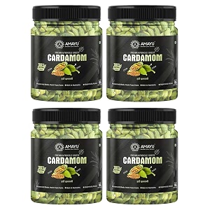 amayu green cardamon whole 100gm  pods of hari elaichi  badi elaichi for tea pooja or eating pack of 4