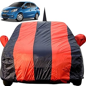 amaze dustproof car cover with mirror amp antenna pockets red blue stripes taffeta polystertriple stitched compatible with honda amaze car cover 2011 to 2017 car accessories