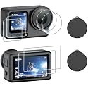 AMAZEAR Lens Screen Protector for DJI Osmo Action 6 Accessories (2 Sets), Action6 Pro Tempered Glass Protector OLED Display, Full Protection, Ultra HD, 9H Hardness, Scratch Resistant(TGP & Lens Caps)