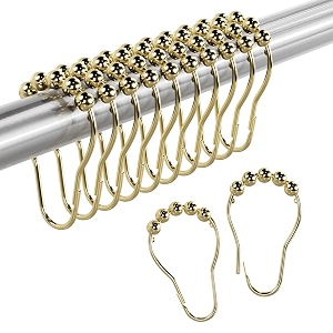 Amazer Shower Curtain Hooks Rings Anti-Rust Metal