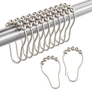 Amazer Shower Curtain Hooks Rings Anti-Rust Metal