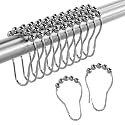 Amazer Shower Curtain Hooks Rings Anti-Rust Metal
